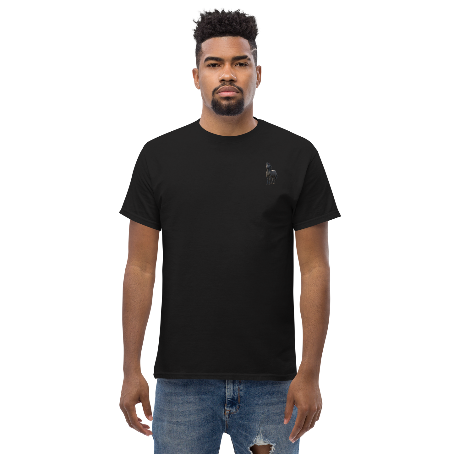 black Custom Pet Men’s Classic Tee for a horse named Bella