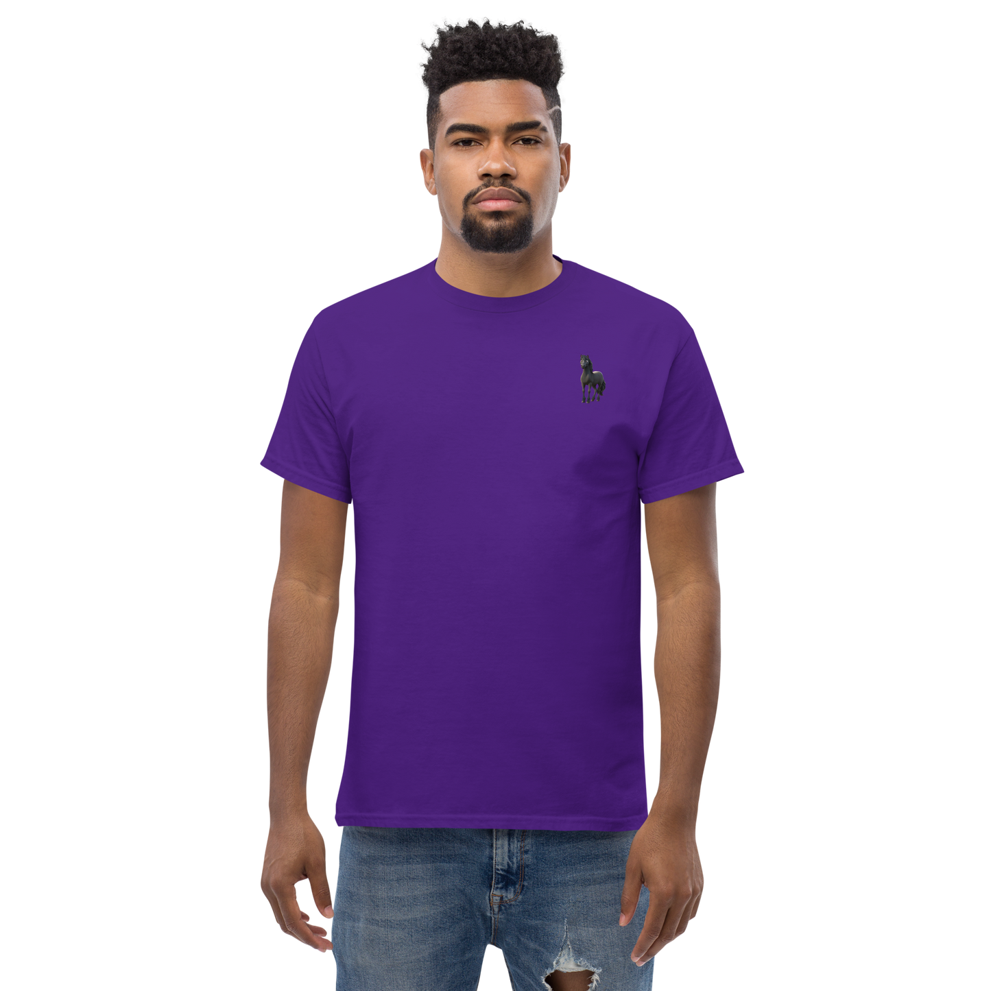 purple Custom Pet Men’s Classic Tee for a horse named Bella