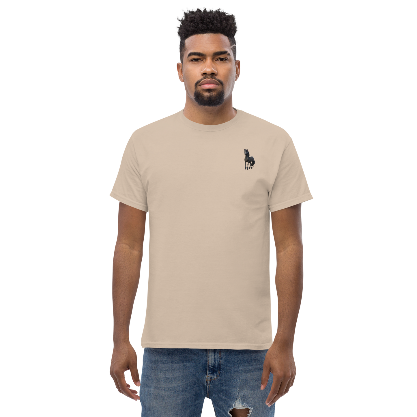 sand Custom Pet Men’s Classic Tee for a horse named Bella