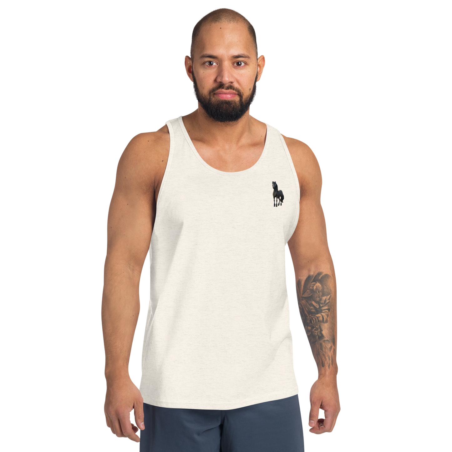 oatmeal triblend Custom Pet Men’s Tank Top for a horse named Bella