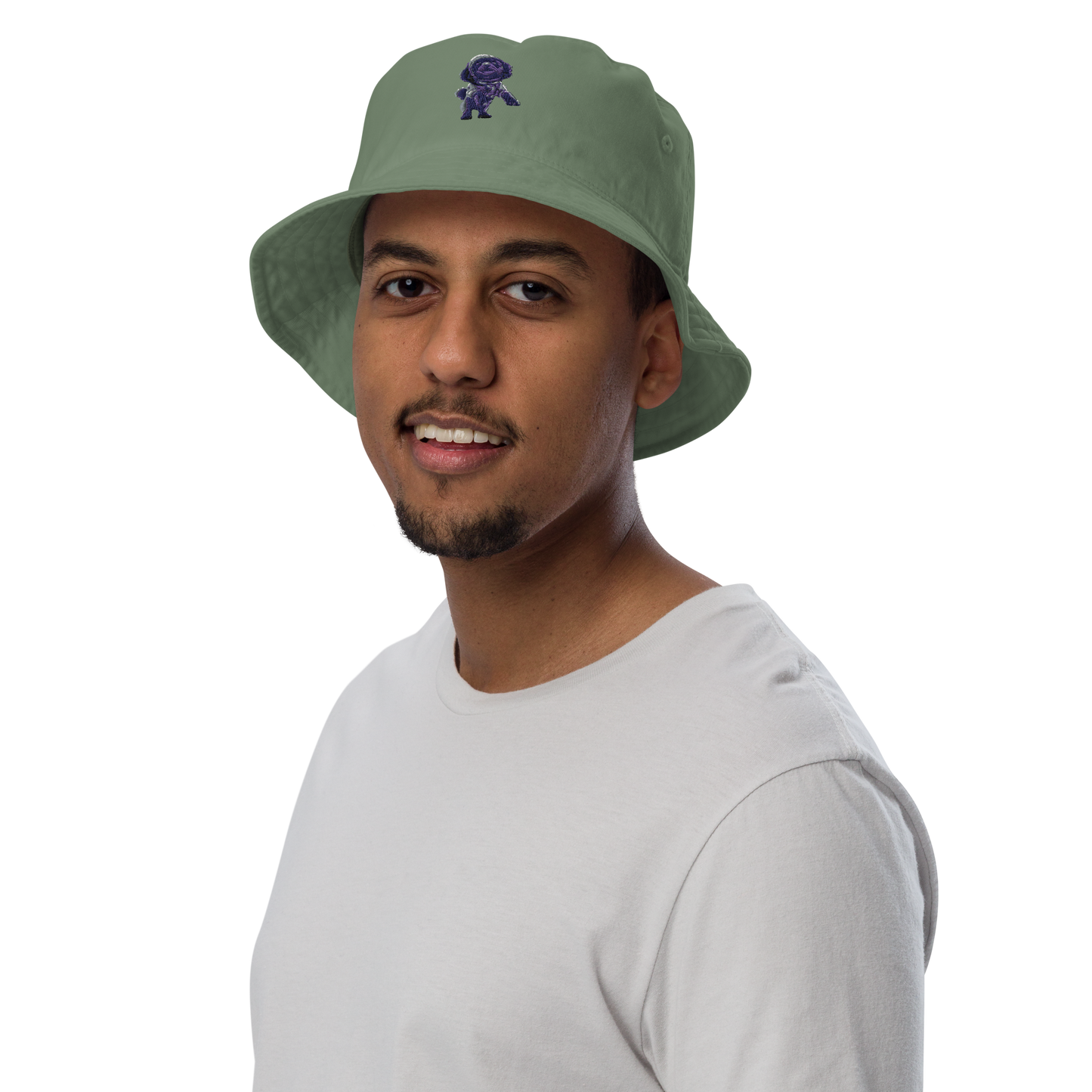dill Custom Pet Organic Bucket Hat for a dog named Bella