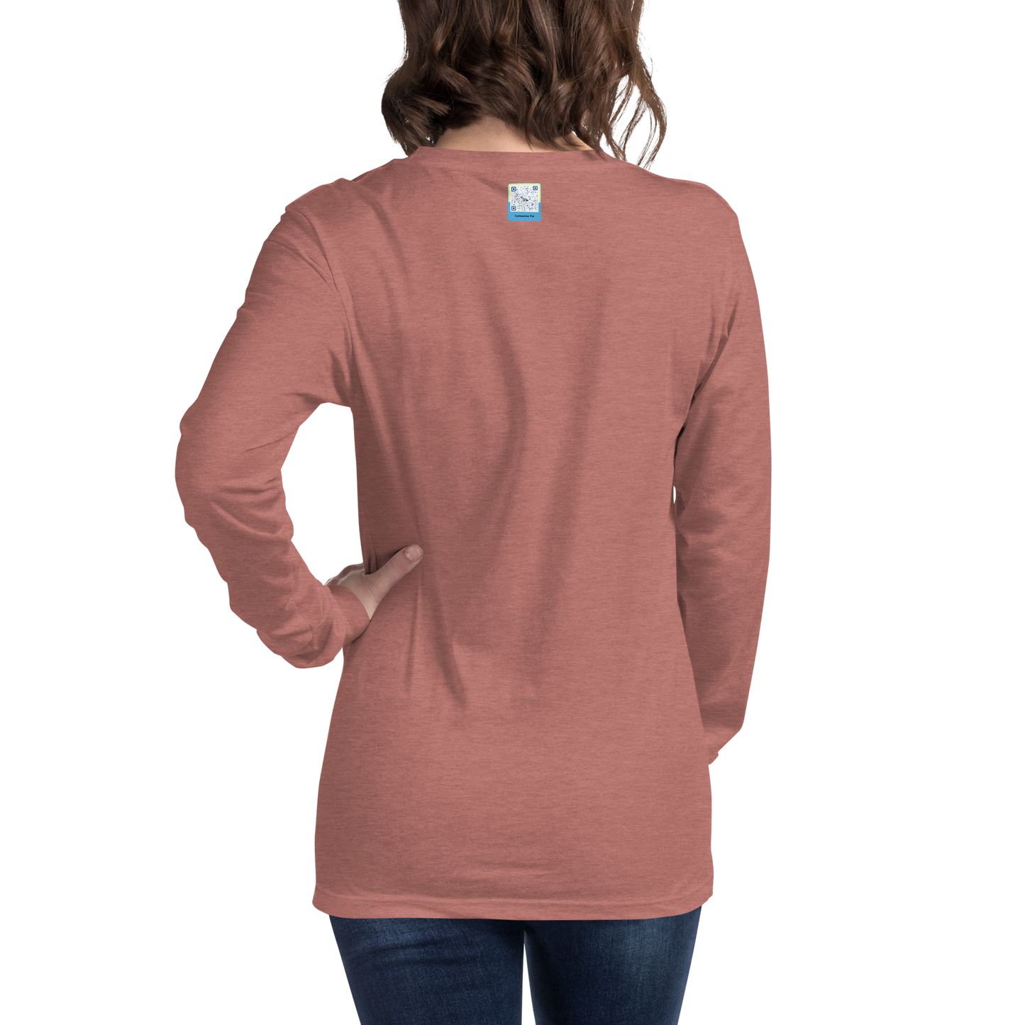 heather mauve Custom Pet Unisex Long Sleeve Tee for a horse named Bella