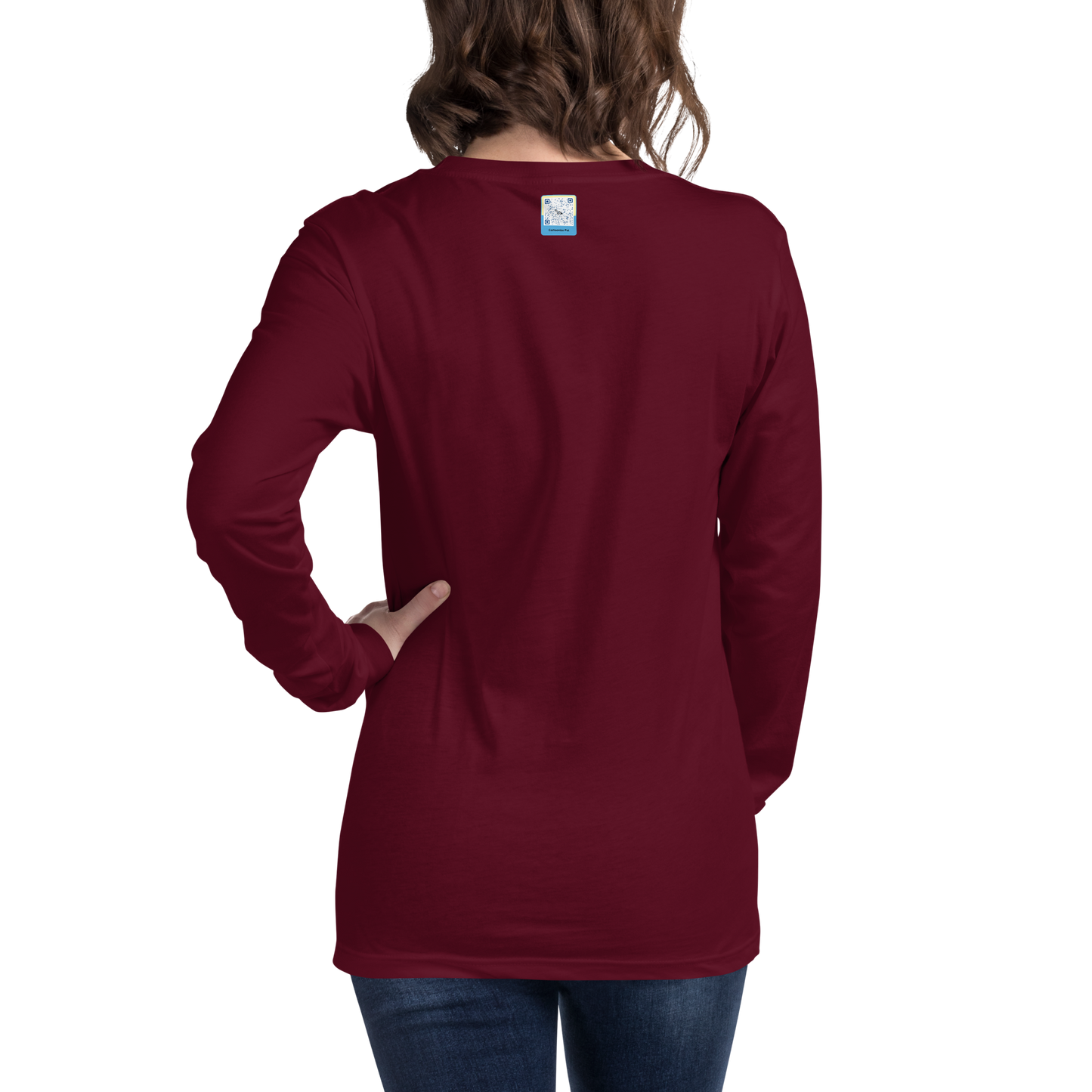 maroon Custom Pet Unisex Long Sleeve Tee for a horse named Bella