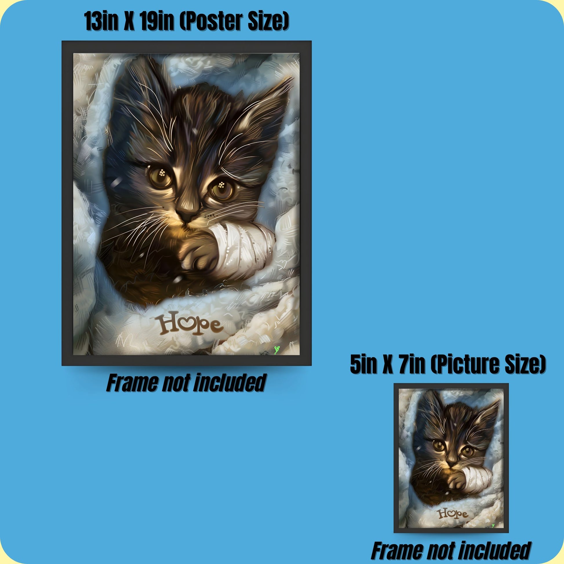 custom pet art for a kitten named hope that was rescued by Redemption Road Rescue Rehab