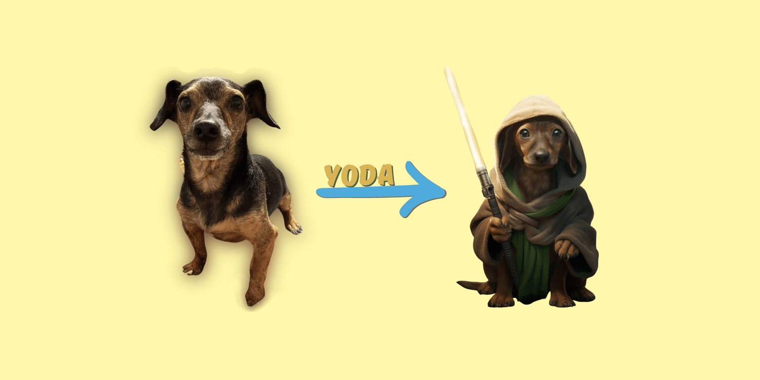 Pet portrait from a photo for a dog named Yoda
