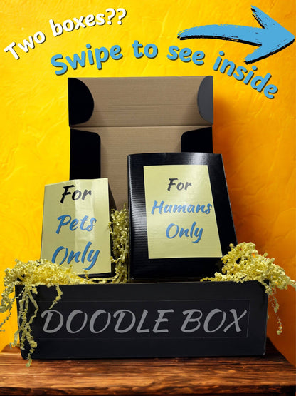 Doodle Box — Custom Pet Art Subscription Box for Dog Moms & Cat Dads Includes Artwork Stickers Toy Treat Mini Canvas & Surprise Item Perfect for Pet Lovers