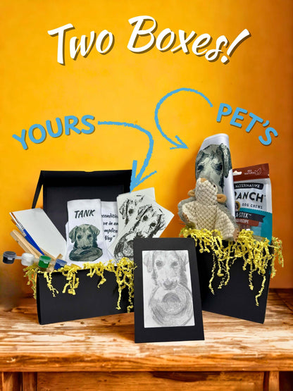 Doodle Box — Custom Pet Art Subscription Box for Dog Moms & Cat Dads Includes Artwork Stickers Toy Treat Mini Canvas & Surprise Item Perfect for Pet Lovers