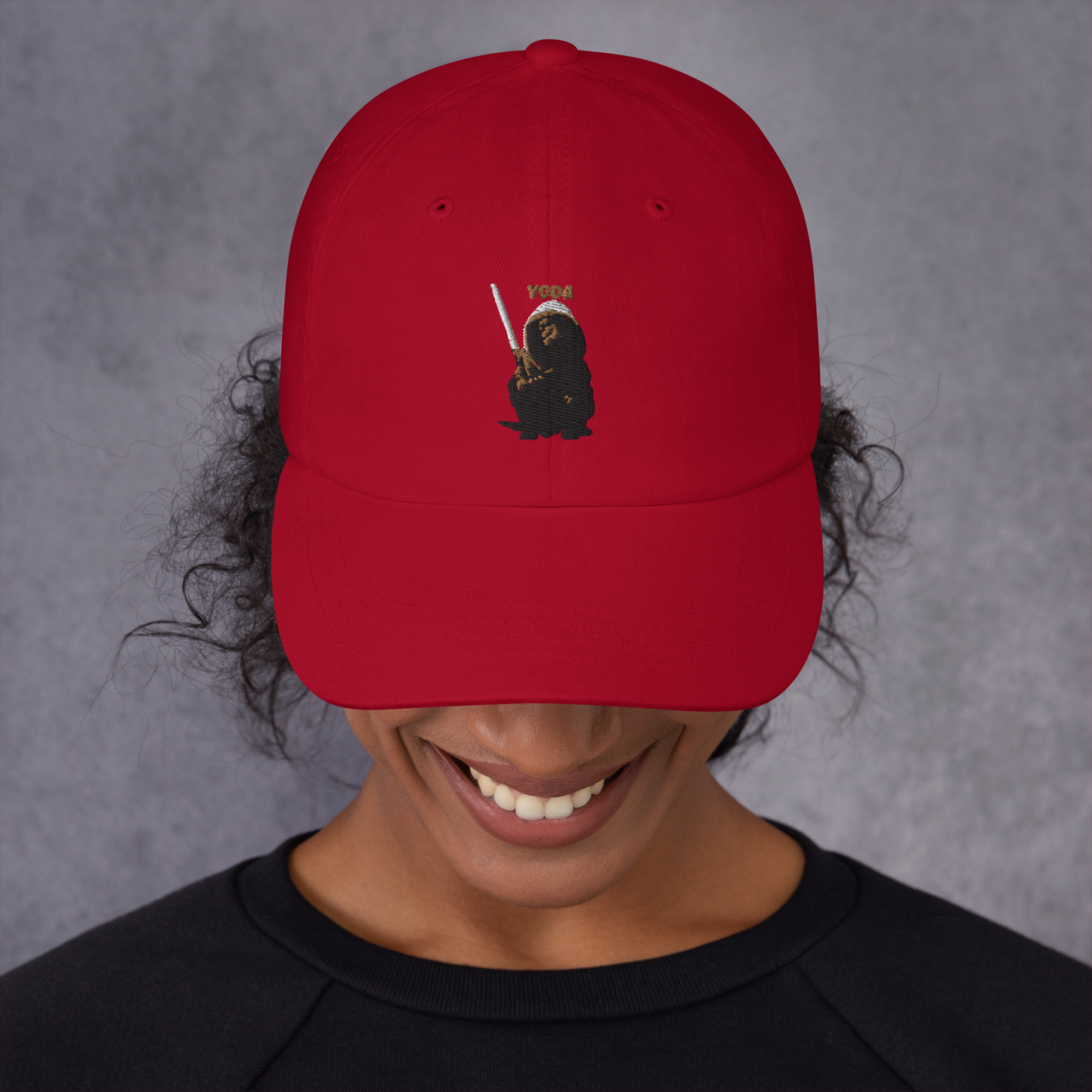 red Custom Pet Dad Hat for a dog named Yoda