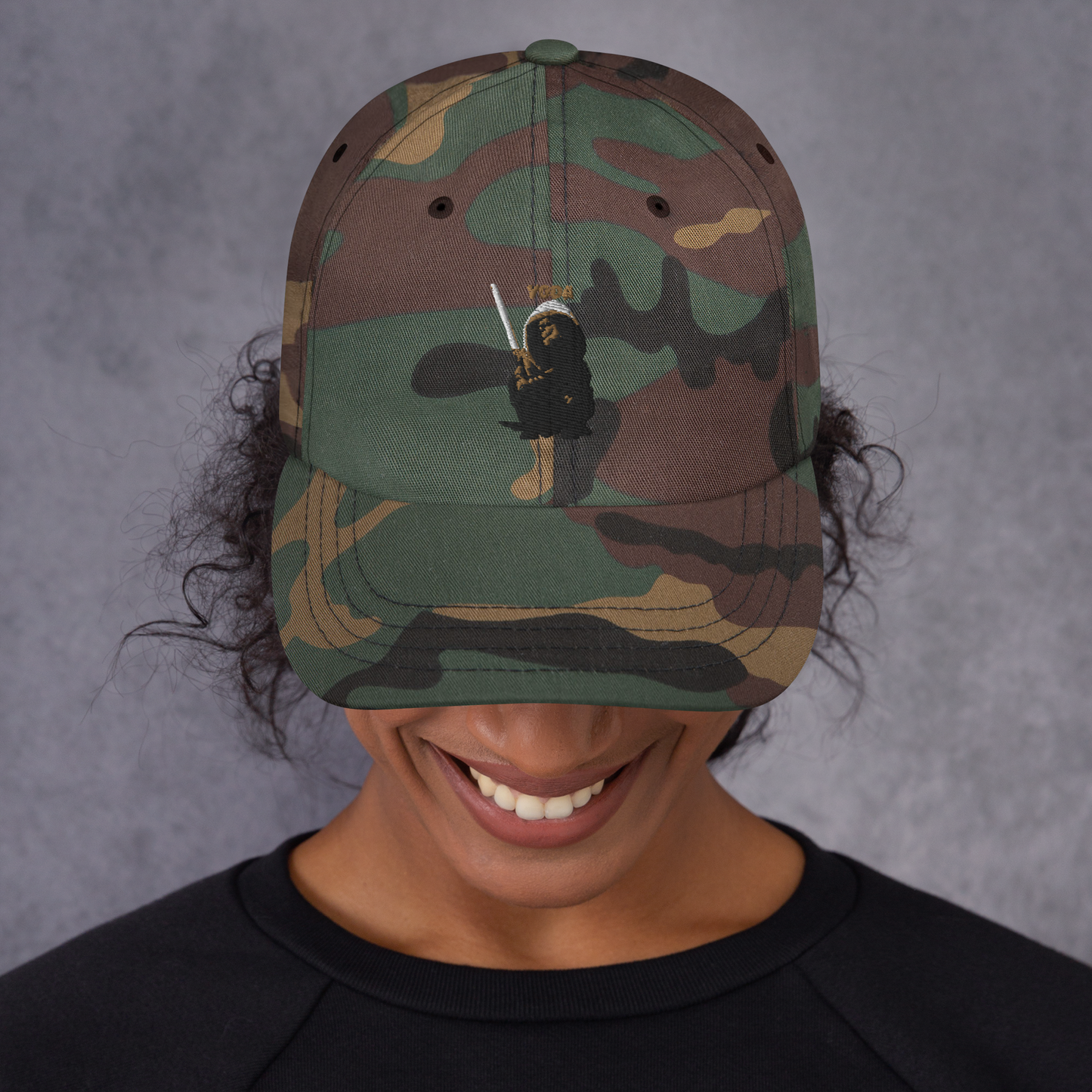 camo Custom Pet Dad Hat for a dog named Yoda