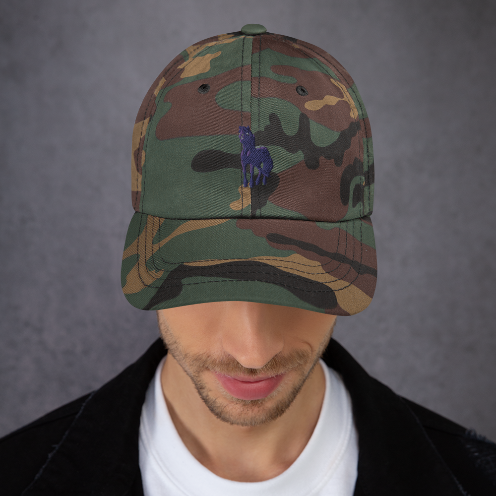 green camo Custom Pet Dad Hat for a horse named Bella