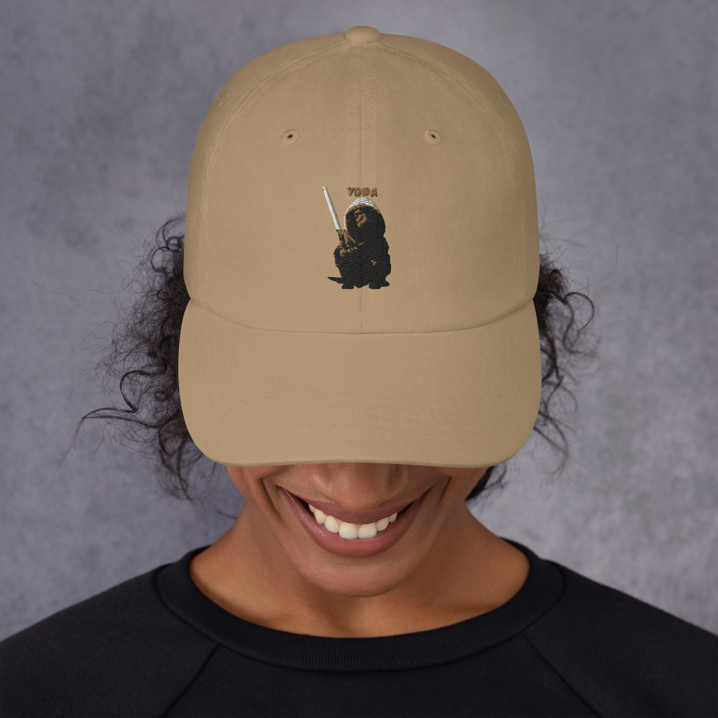 khaki Custom Pet Dad Hat for a dog named Yoda