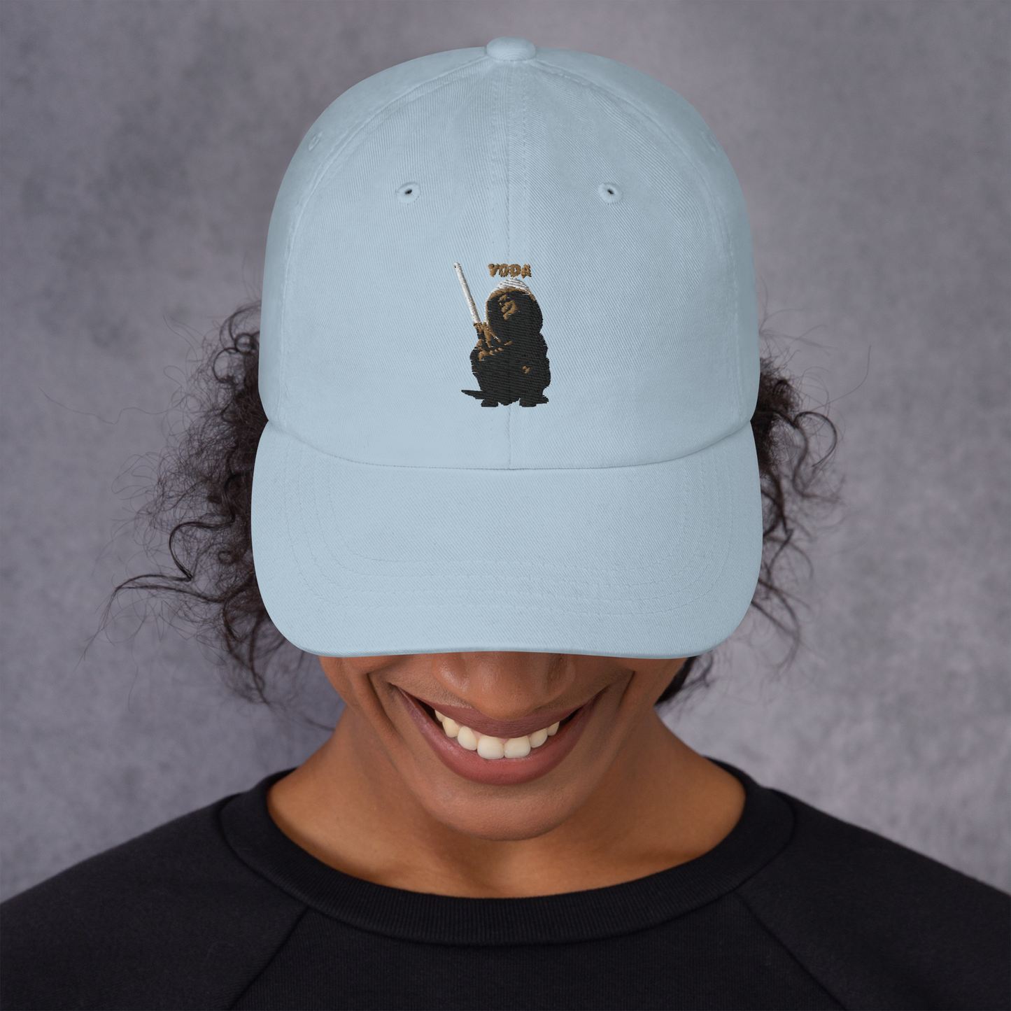 light blue Custom Pet Dad Hat for a dog named Yoda