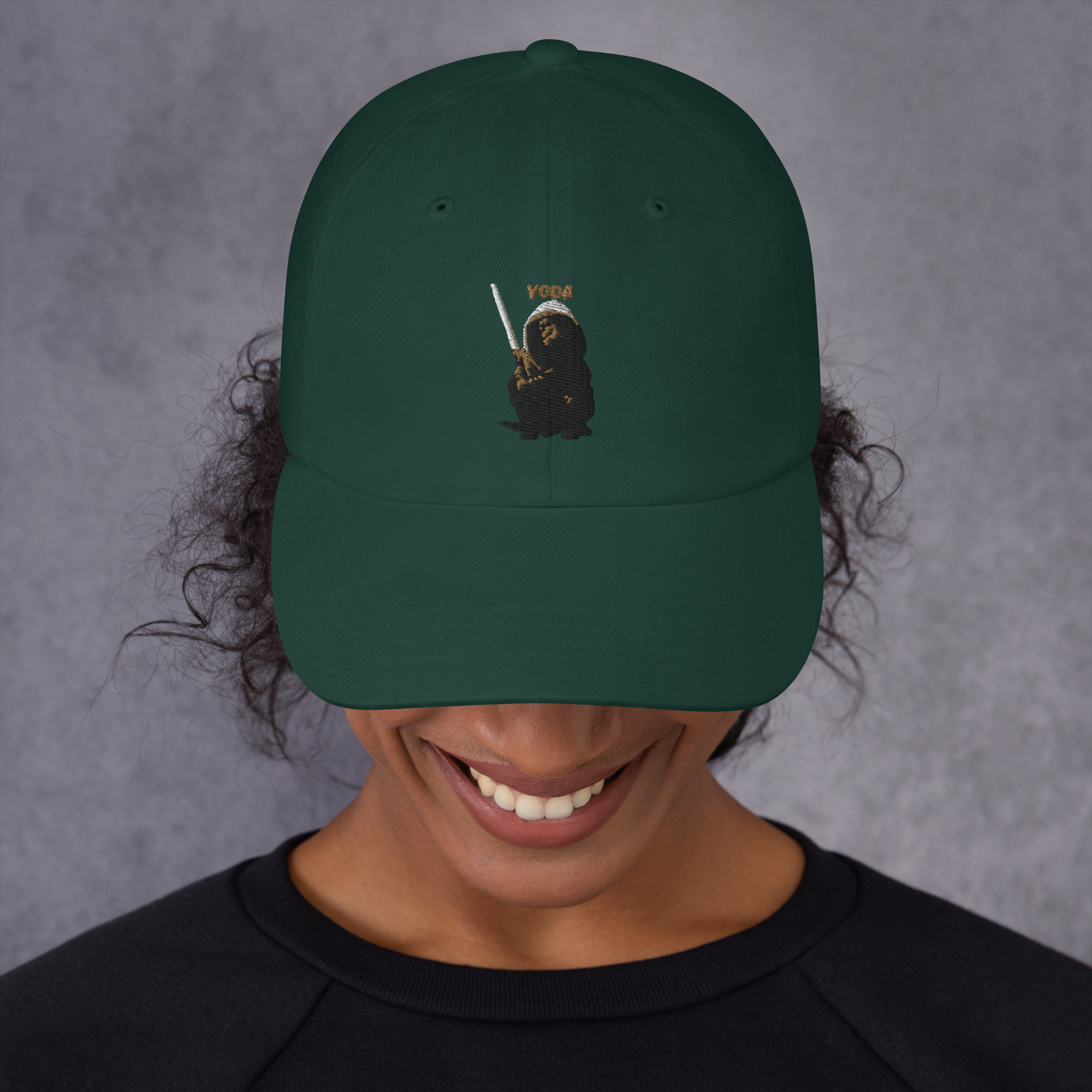 green Custom Pet Dad Hat for a dog named Yoda