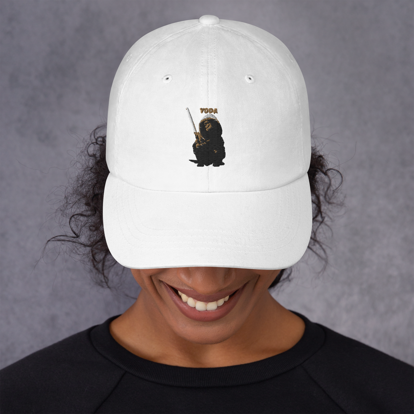 white Custom Pet Dad Hat for a dog named Yoda