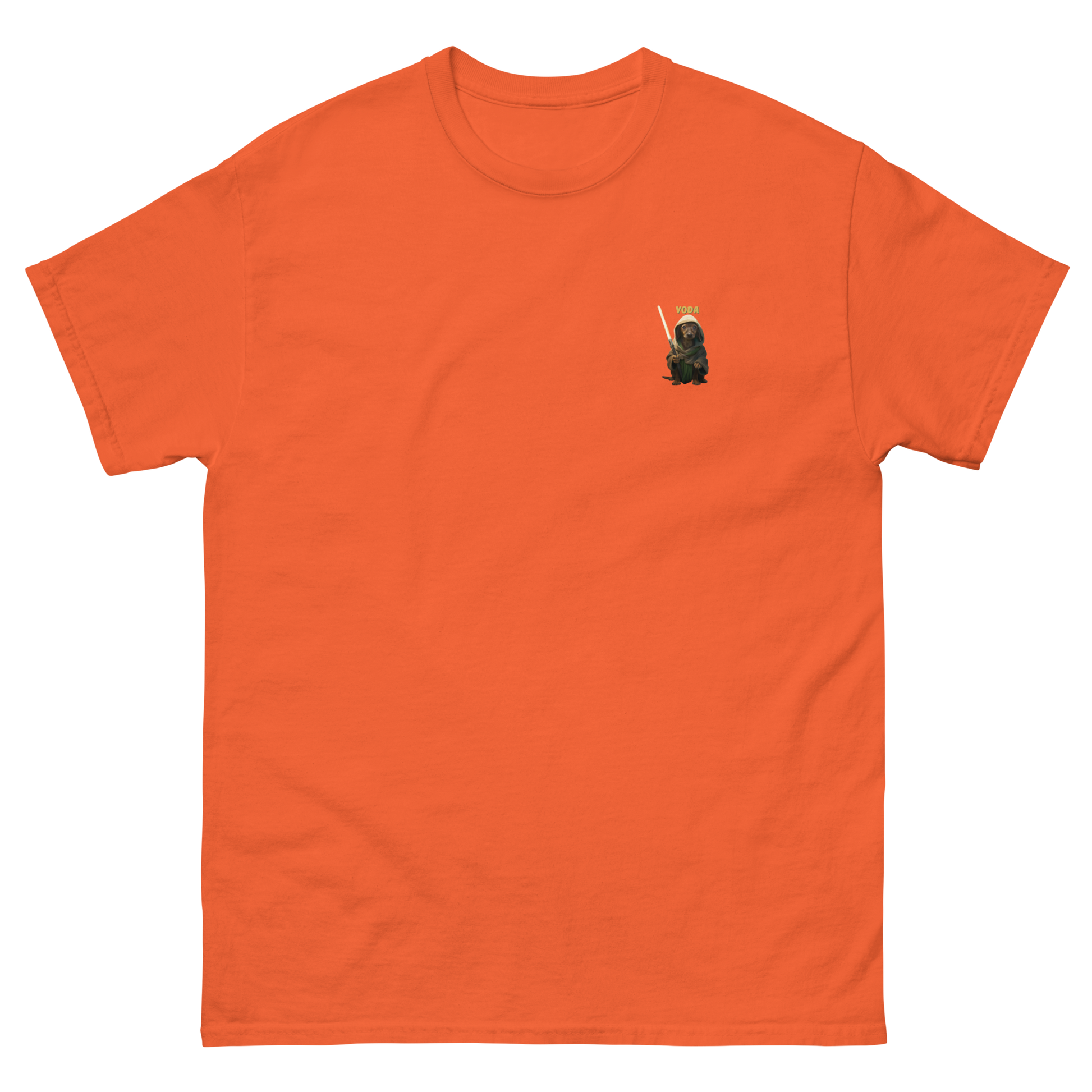 orange Custom Pet Men’s Classic Tee for a dog named Yoda