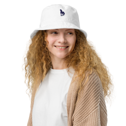 bio white Custom Pet Organic Bucket Hat for a horse named Bella