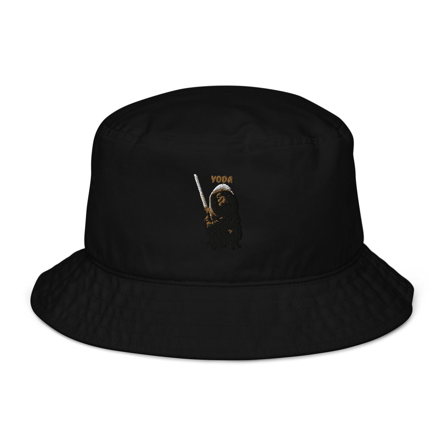 black Custom Pet Organic Bucket Hat for a dog named Yoda