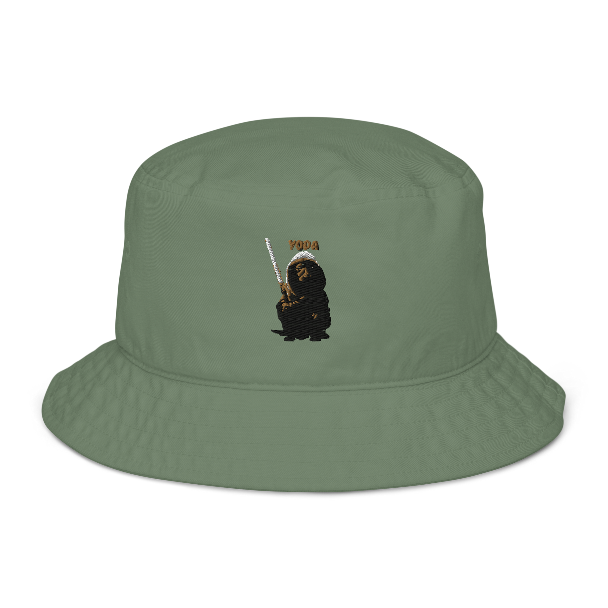 green Custom Pet Organic Bucket Hat for a dog named Yoda