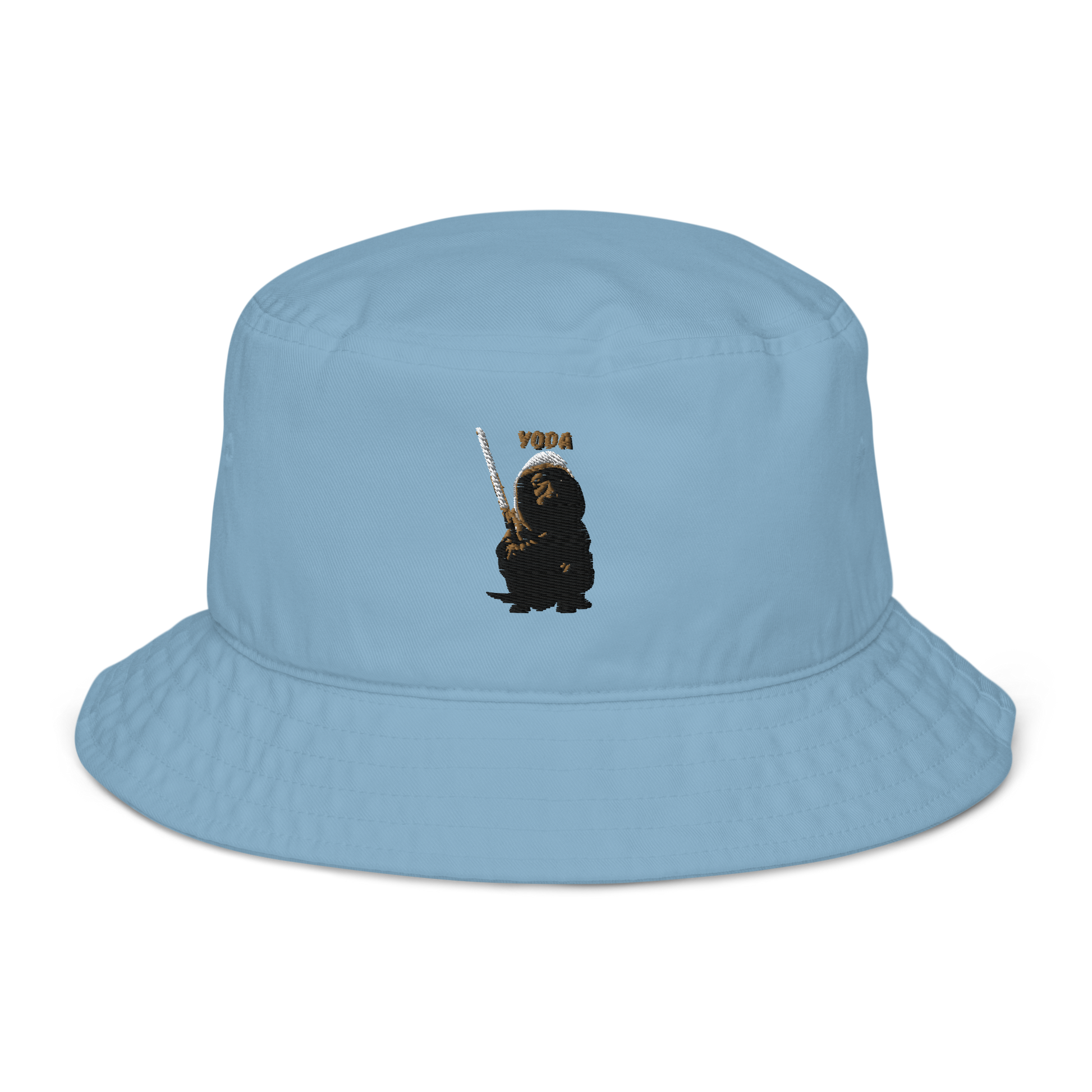 blue Custom Pet Organic Bucket Hat for a dog named Yoda