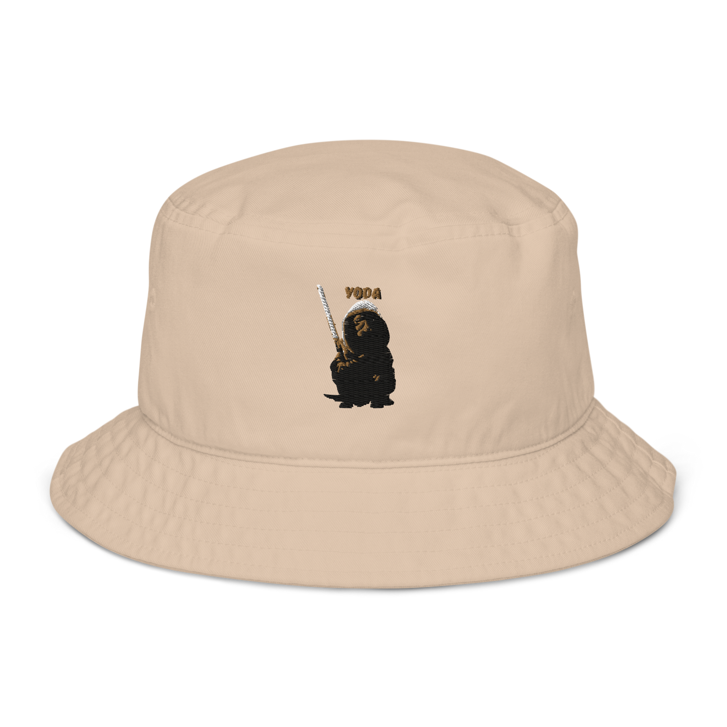 tan Custom Pet Organic Bucket Hat for a dog named Yoda