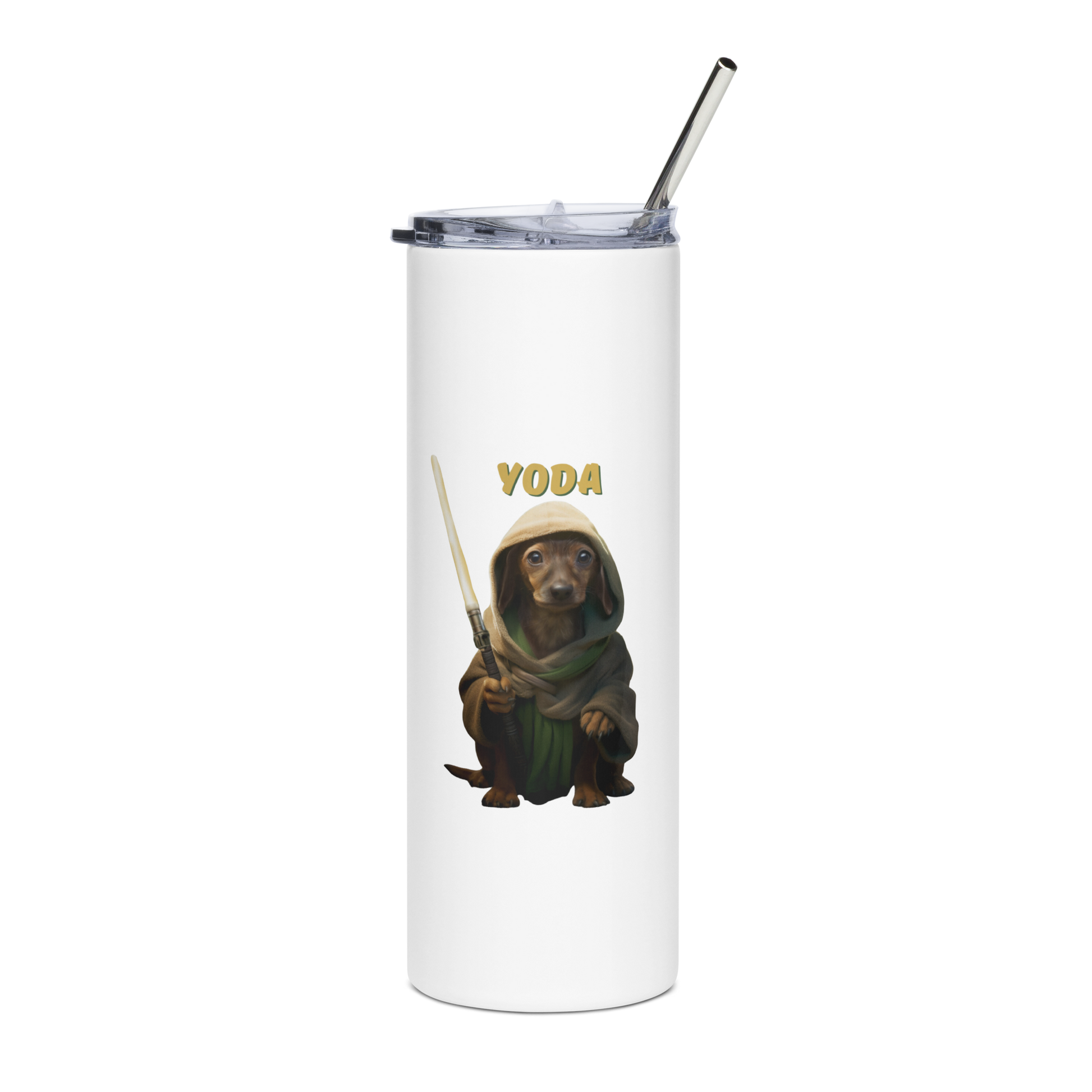 Custom Pet Stainless Steel Tumbler for a dog named Yoda