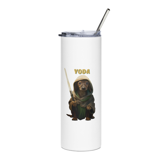 Custom Pet Stainless Steel Tumbler for a dog named Yoda