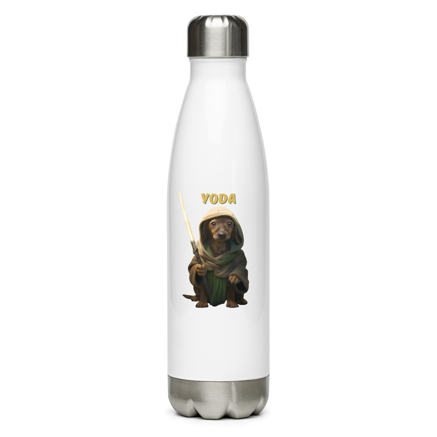 Custom Pet Stainless Steel Water Bottle for a dog named Yoda