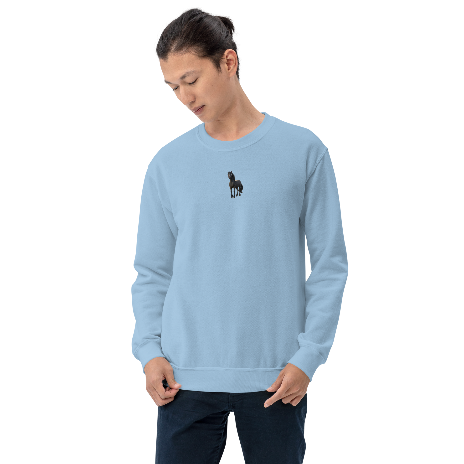 light blue Custom Pet Unisex Sweatshirt for a horse named Bella