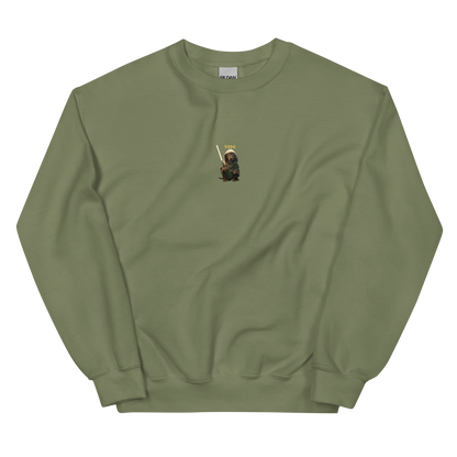 military green Custom Pet Unisex Sweatshirt for a dog named Yoda