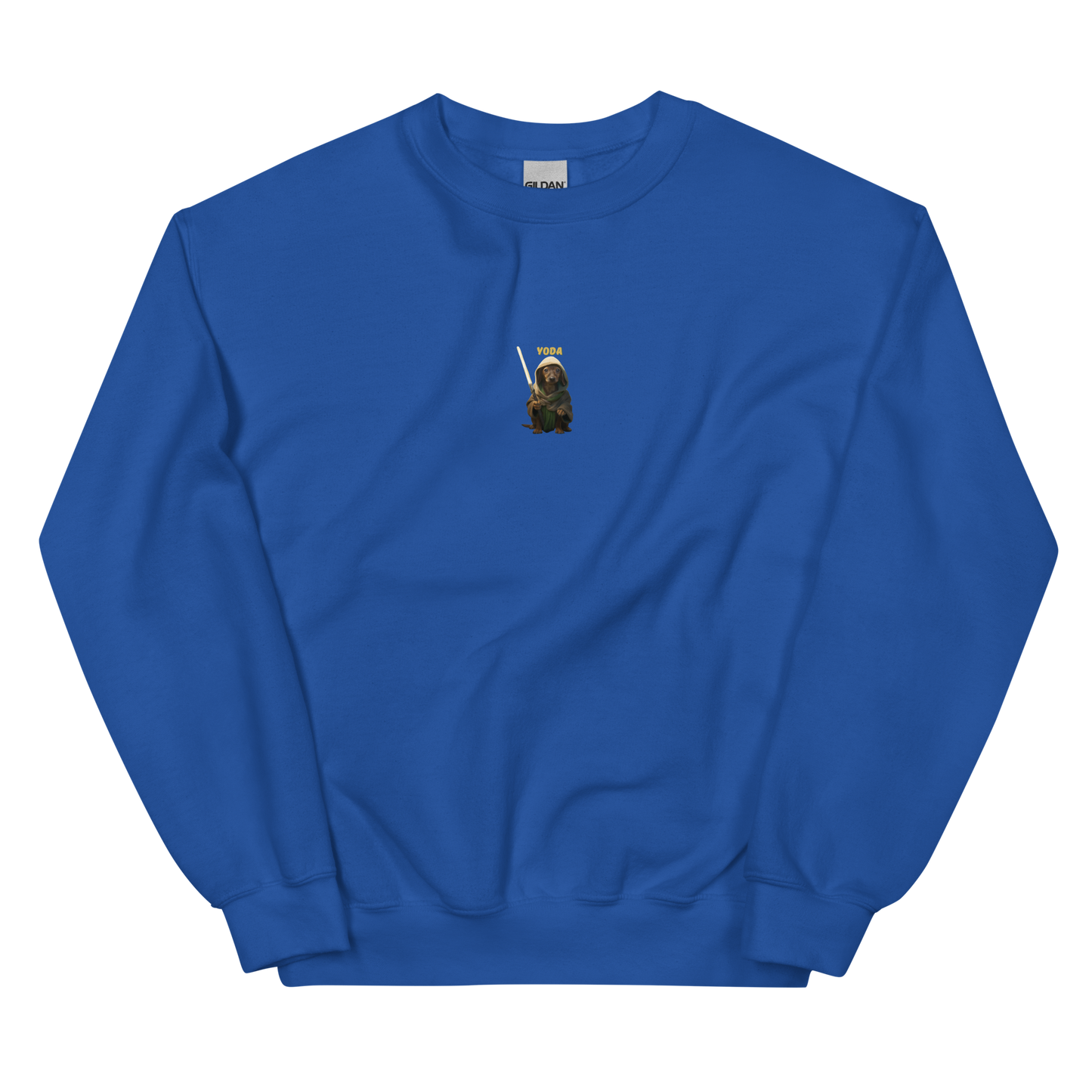 royal blue Custom Pet Unisex Sweatshirt for a dog named Yoda