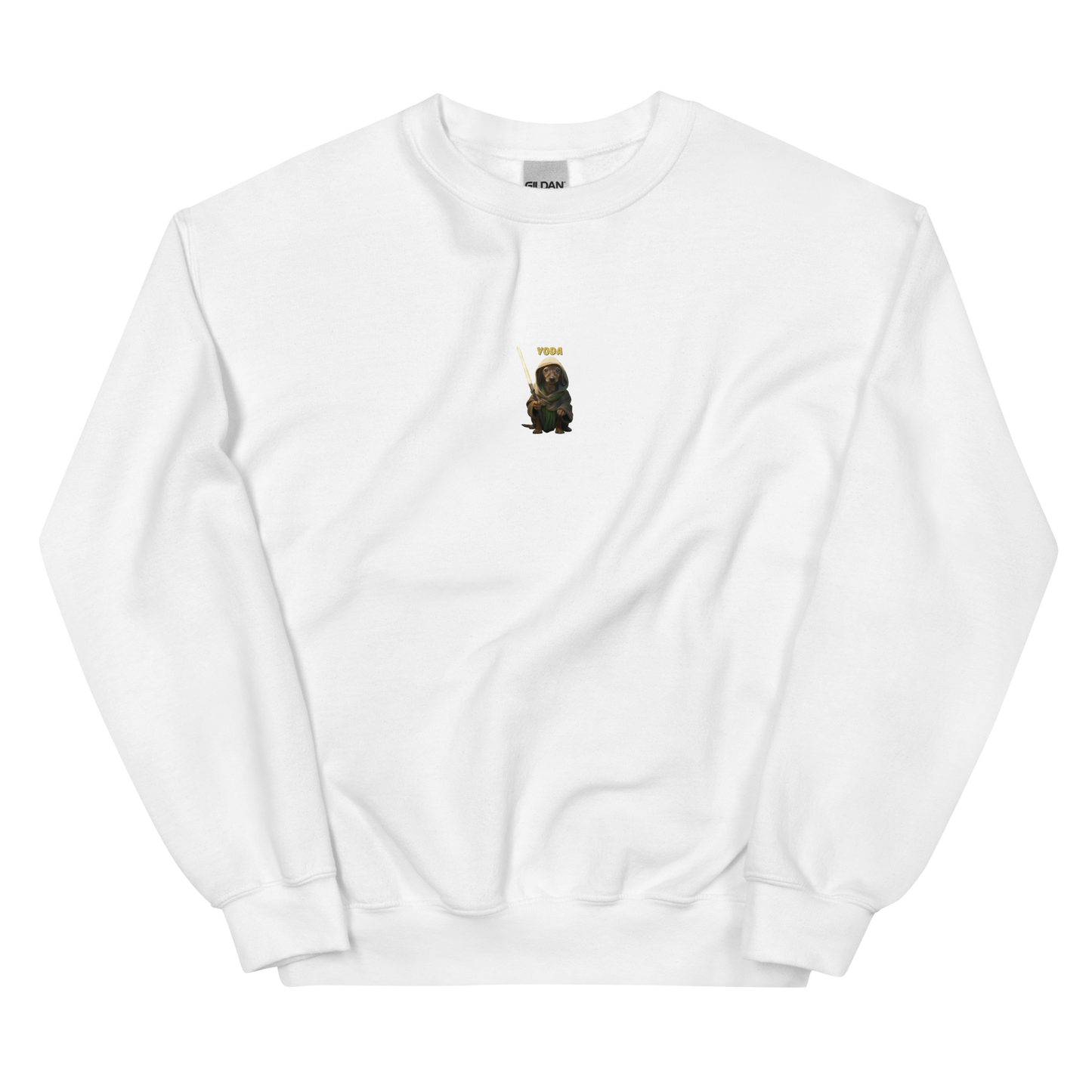 white Custom Pet Unisex Sweatshirt for a dog named Yoda