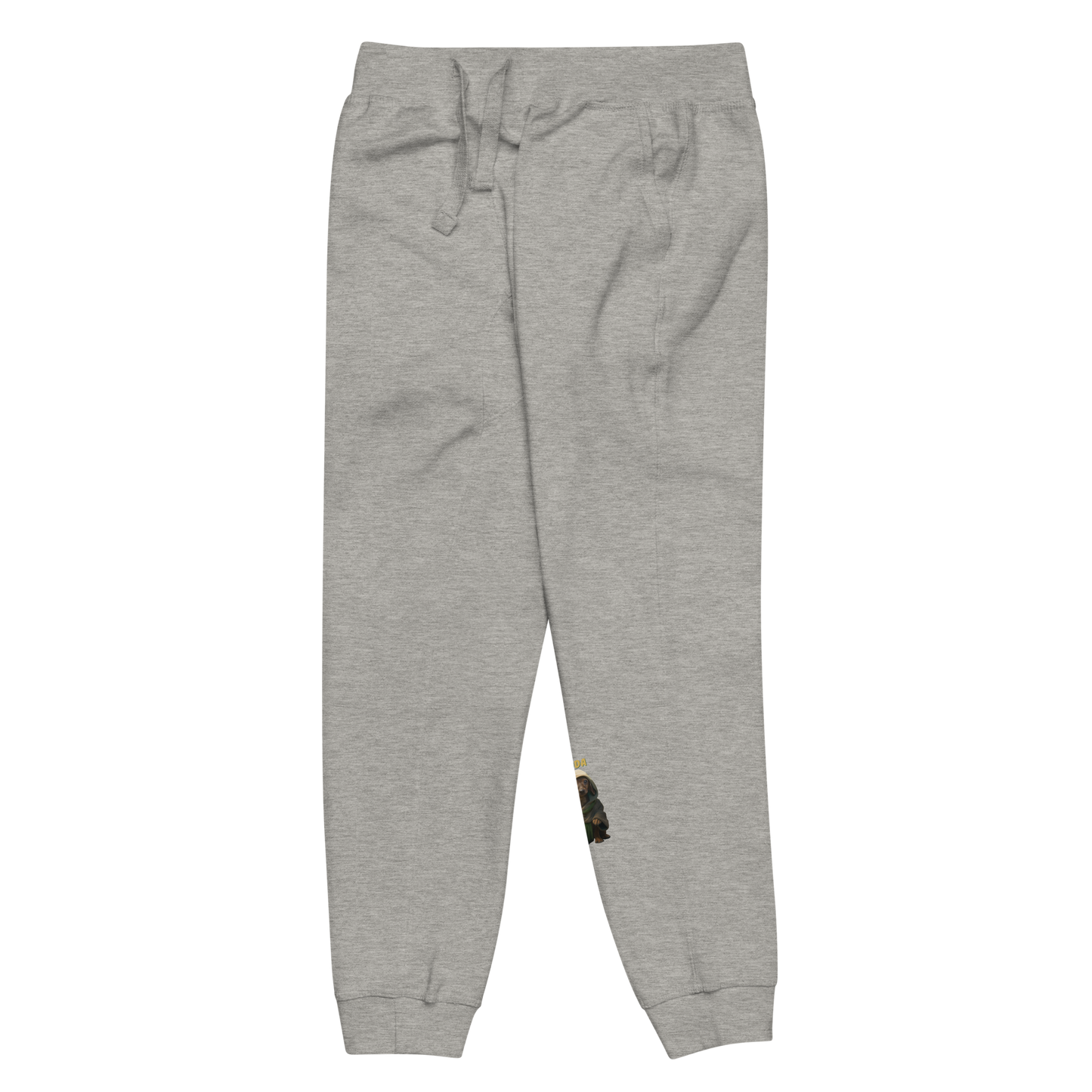 grey Custom Pet Unisex Fleece Sweatpants for a dog named Yoda