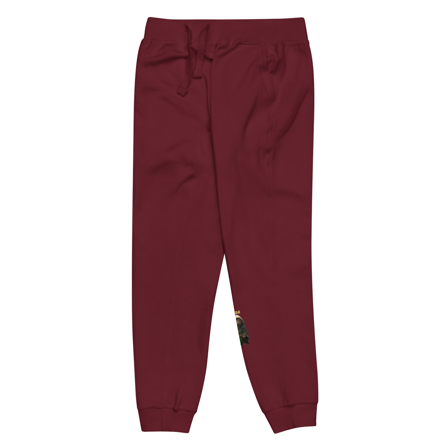 maroon Custom Pet Unisex Fleece Sweatpants for a dog named Yoda