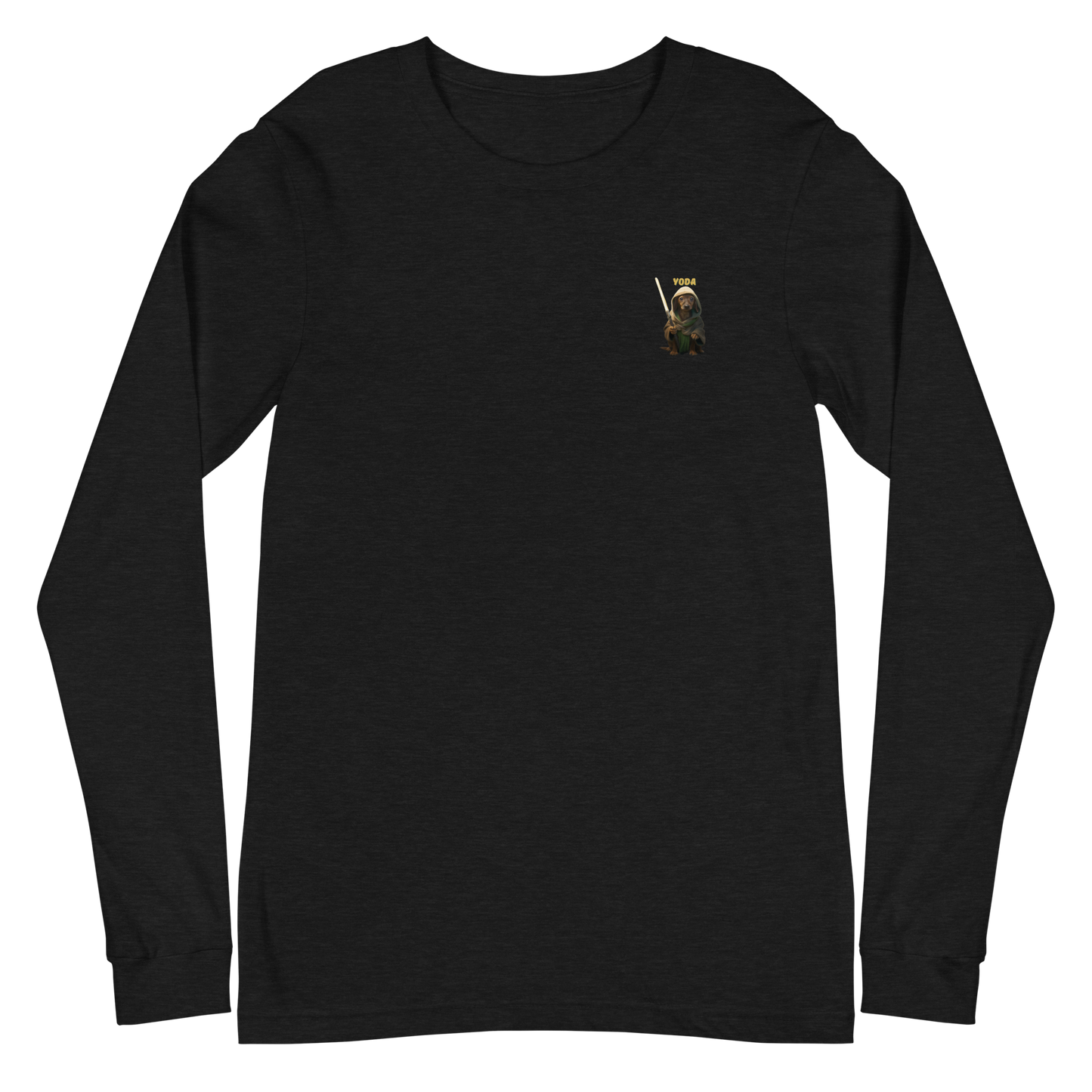 black Custom Pet Unisex Long Sleeve Tee for a dog named Yoda