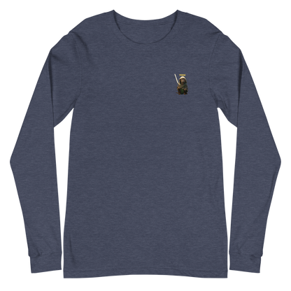 heather navy Custom Pet Unisex Long Sleeve Tee for a dog named Yoda