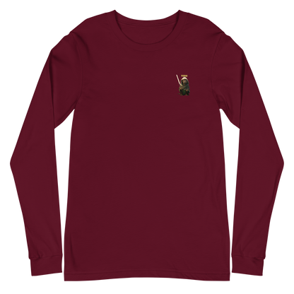 maroon Custom Pet Unisex Long Sleeve Tee for a dog named Yoda