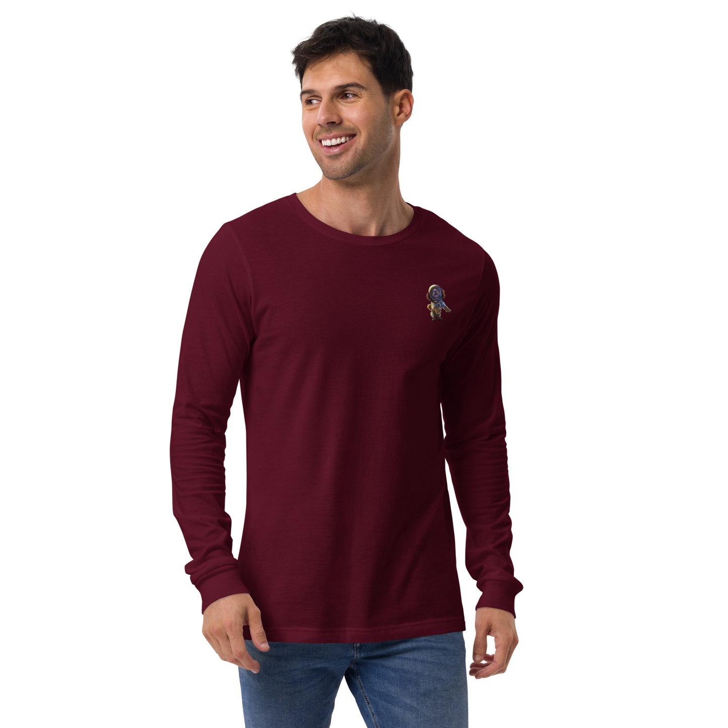 maroon Custom Pet Unisex Long Sleeve Tee for a dog named Bella