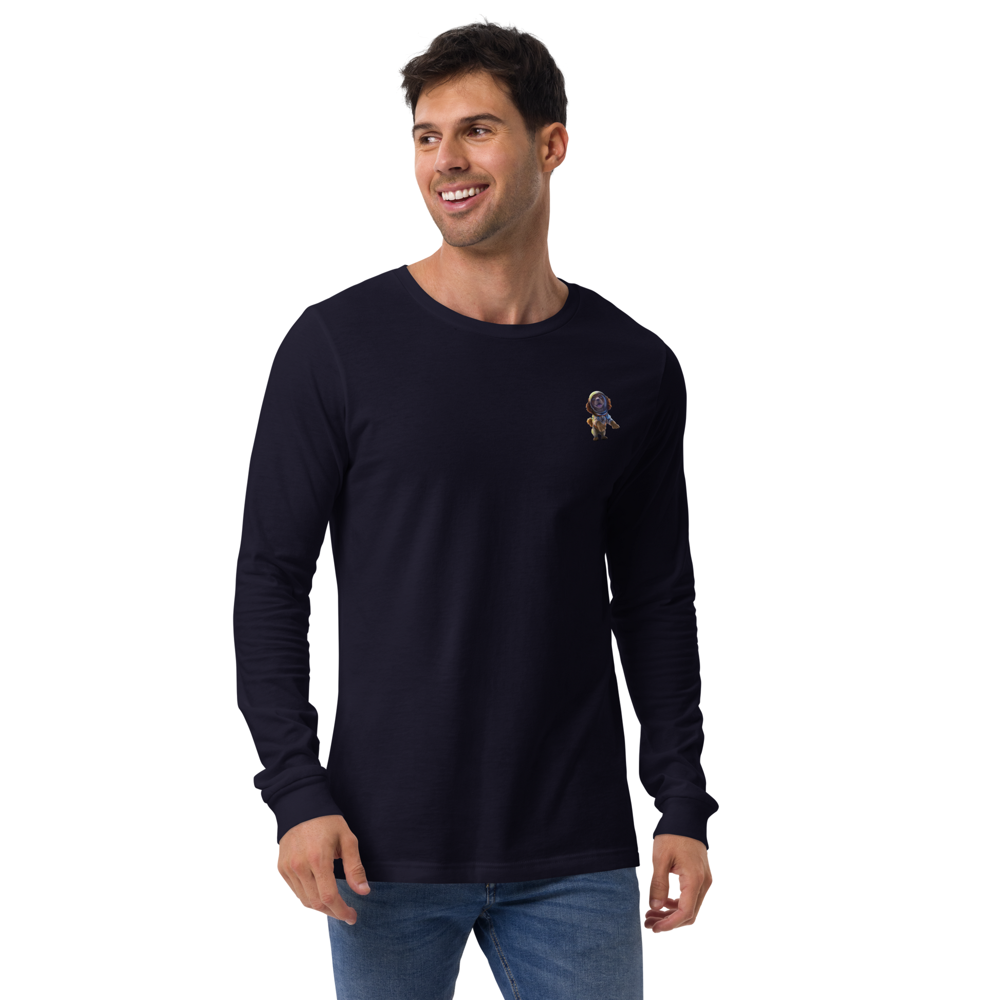 navy Custom Pet Unisex Long Sleeve Tee for a dog named Bella