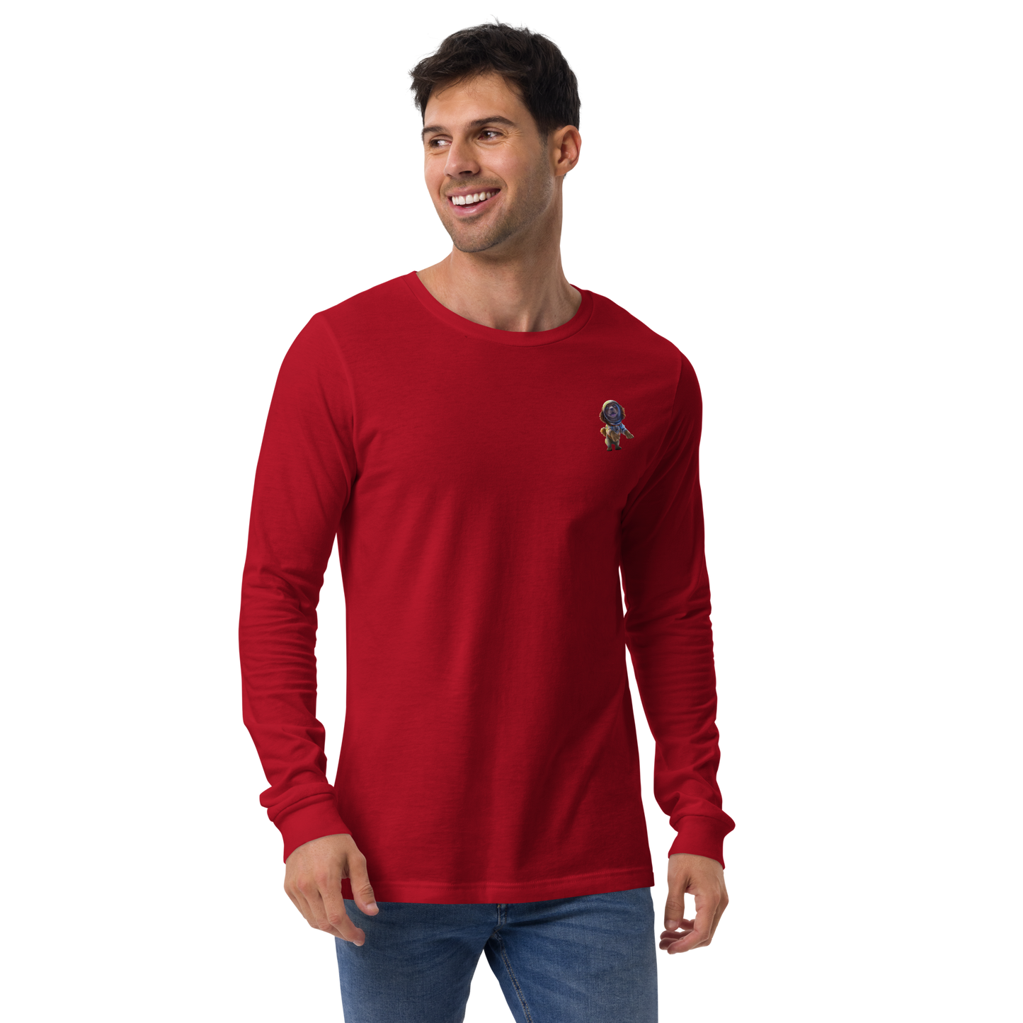 red Custom Pet Unisex Long Sleeve Tee for a dog named Bella