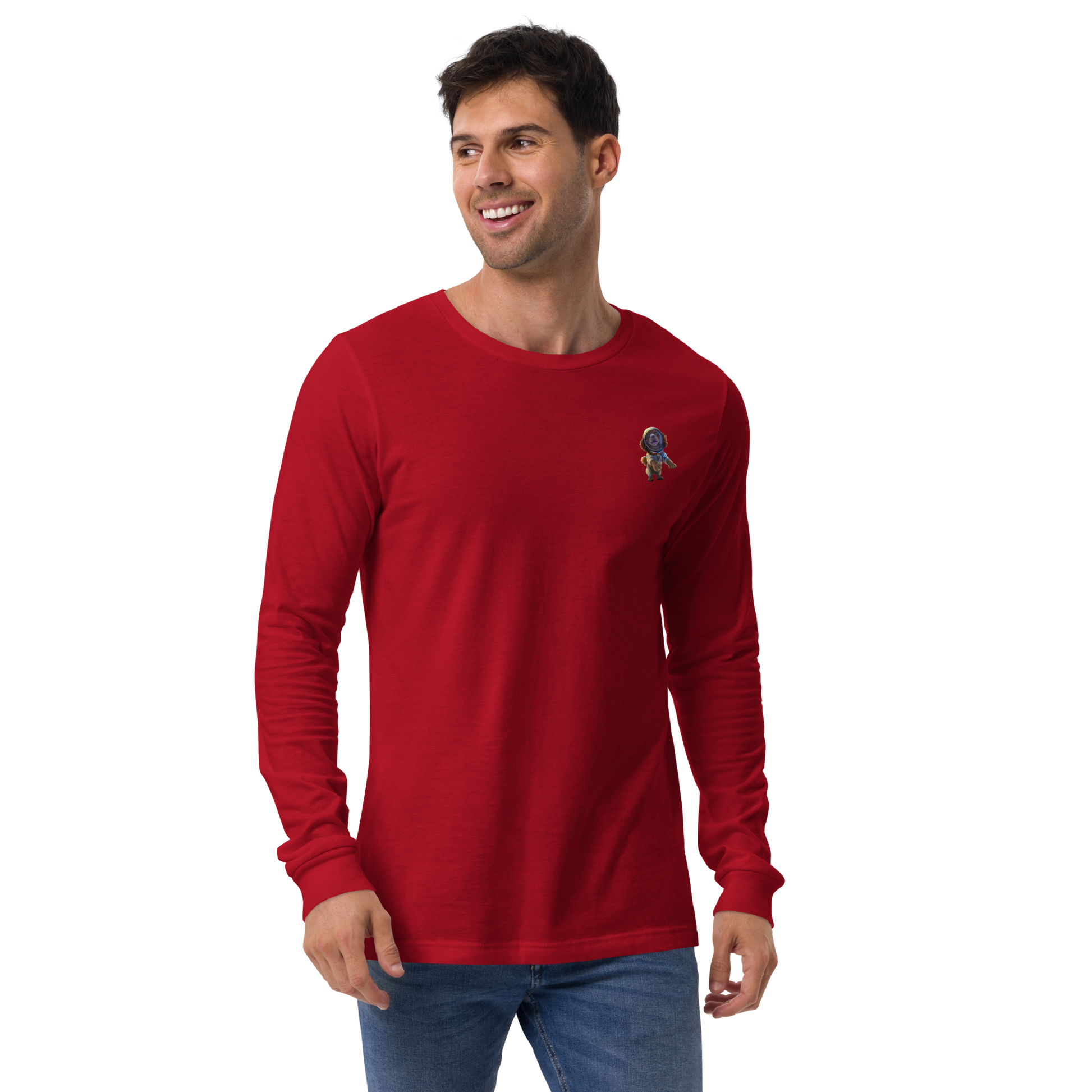 red Custom Pet Unisex Long Sleeve Tee for a dog named Bella