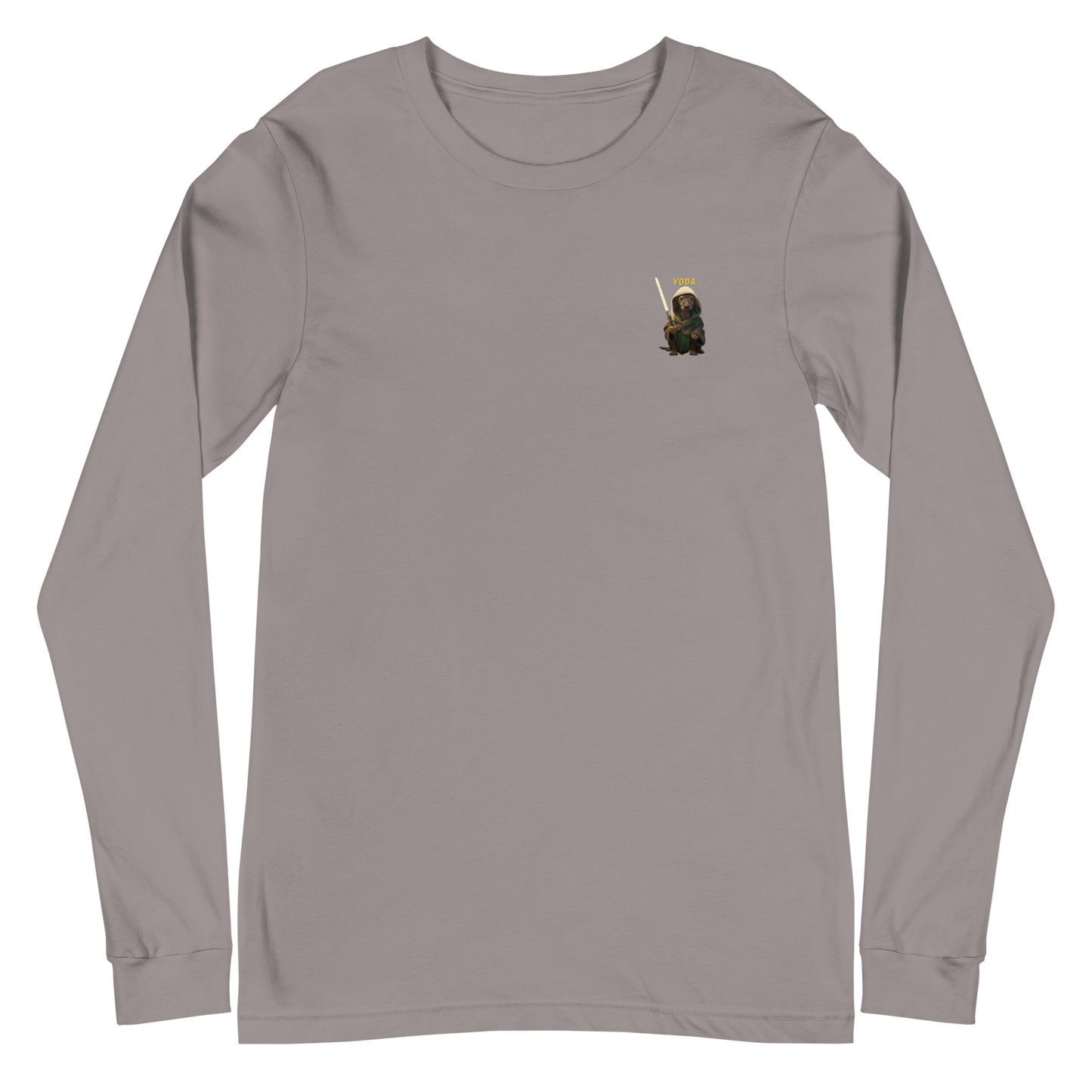 grey Custom Pet Unisex Long Sleeve Tee for a dog named Yoda