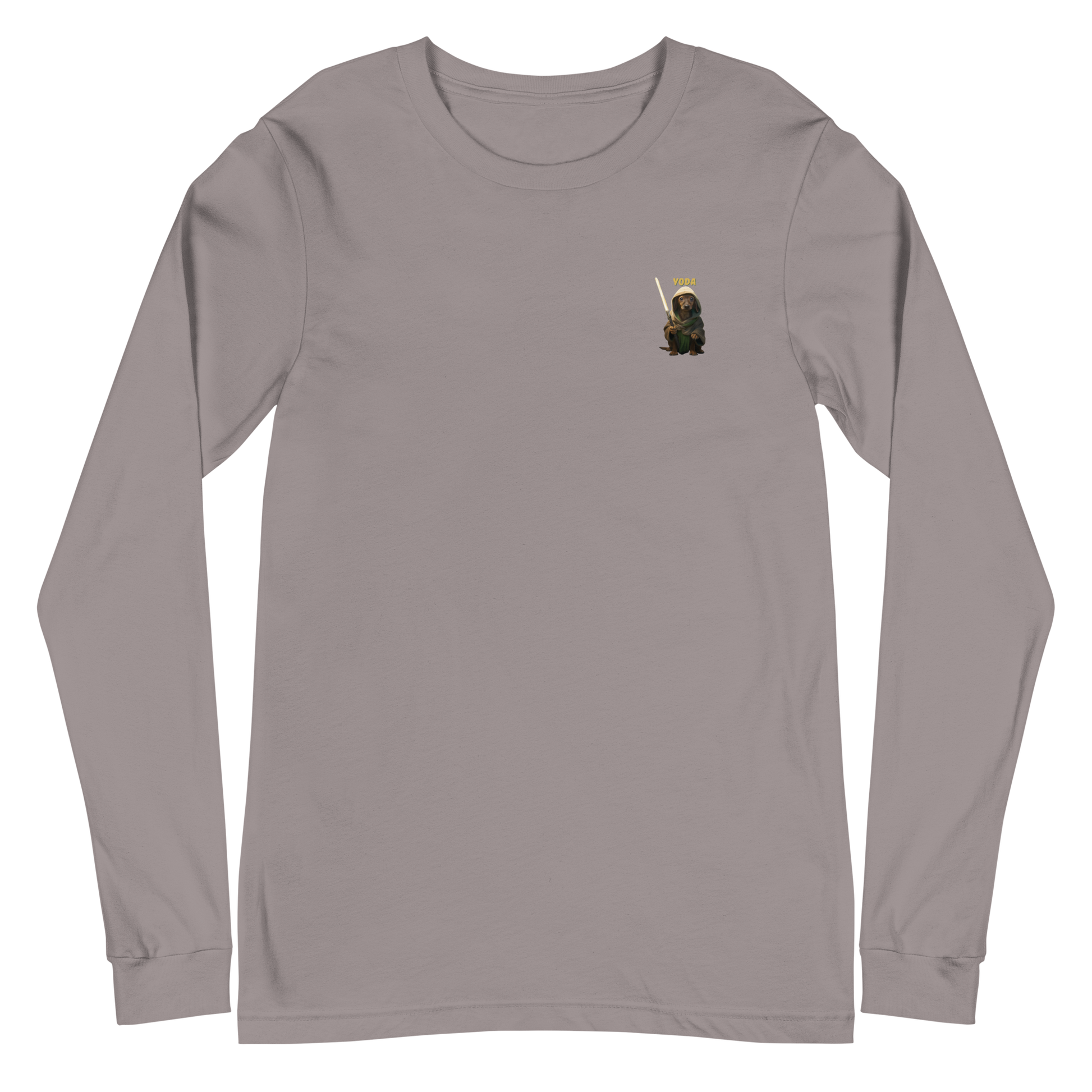 grey Custom Pet Unisex Long Sleeve Tee for a dog named Yoda