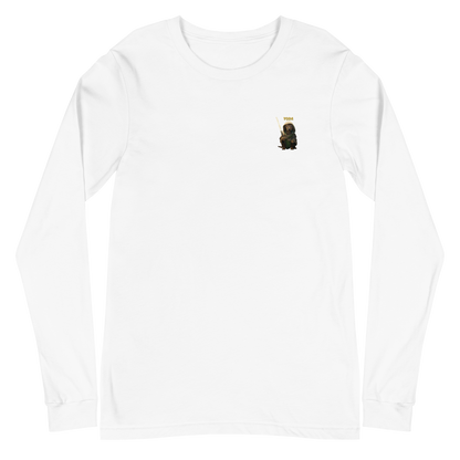 white Custom Pet Unisex Long Sleeve Tee for a dog named Yoda