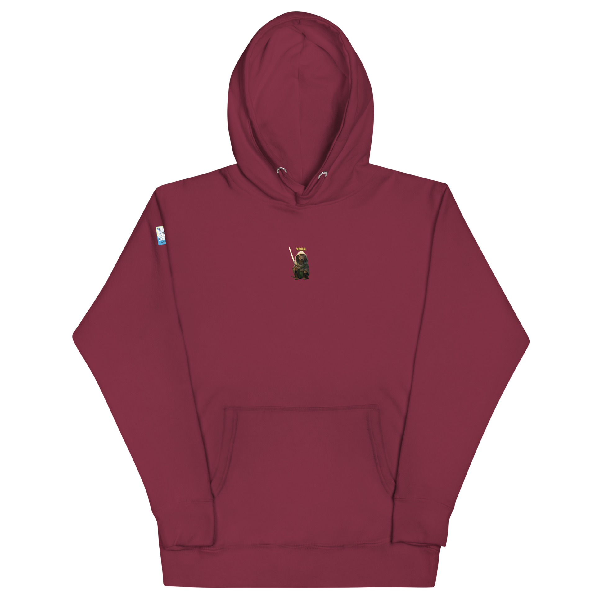 maroon red Custom Pet Unisex Hoodie for a dog named Yoda