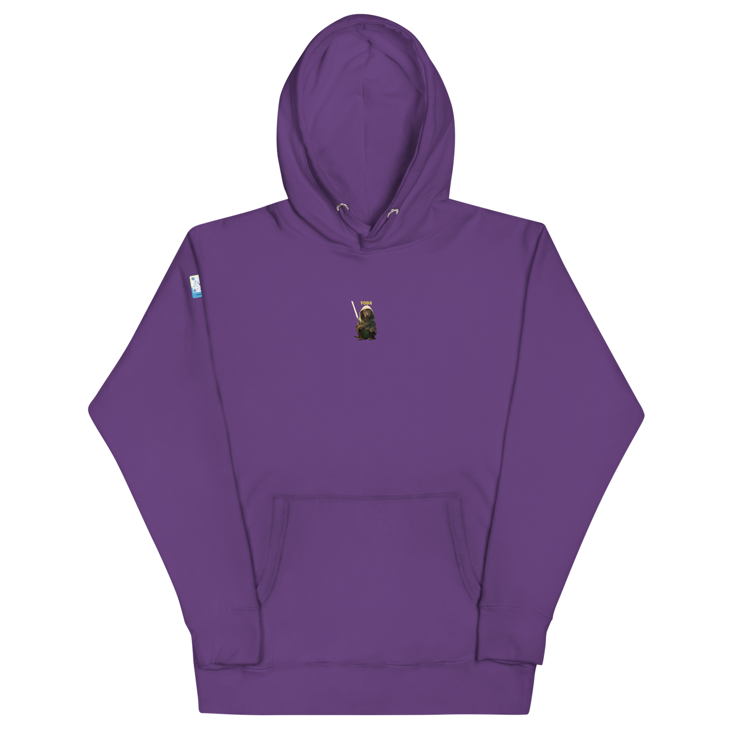 purple Custom Pet Unisex Hoodie for a dog named Yoda