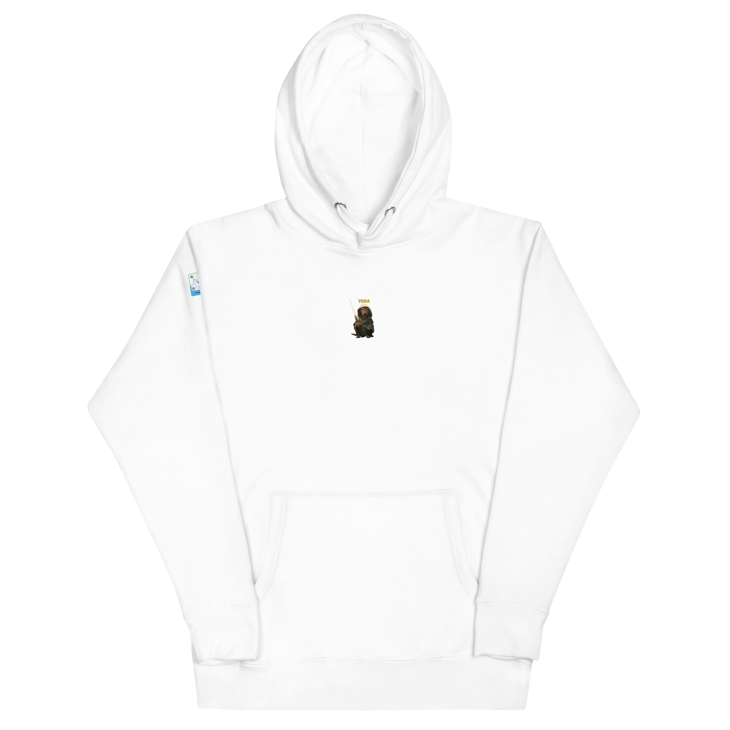 white Custom Pet Unisex Hoodie for a dog named Yoda