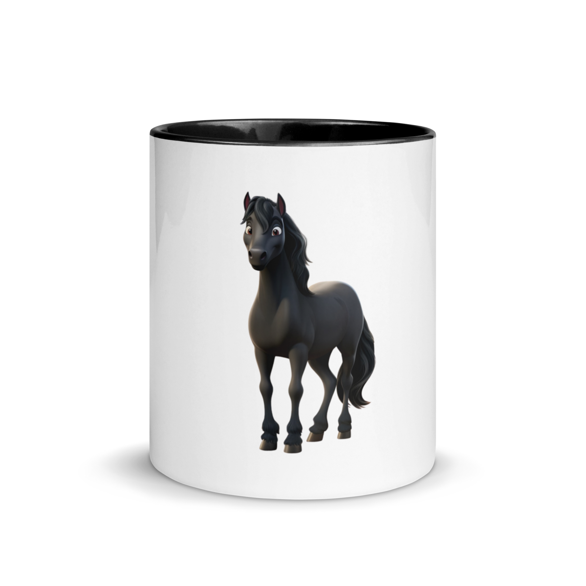 white and black Custom Pet Coffee Mug for a horse named Bella