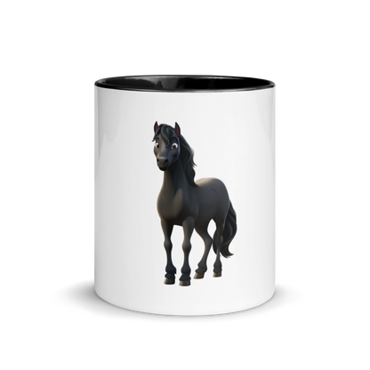 white and black Custom Pet Coffee Mug for a horse named Bella