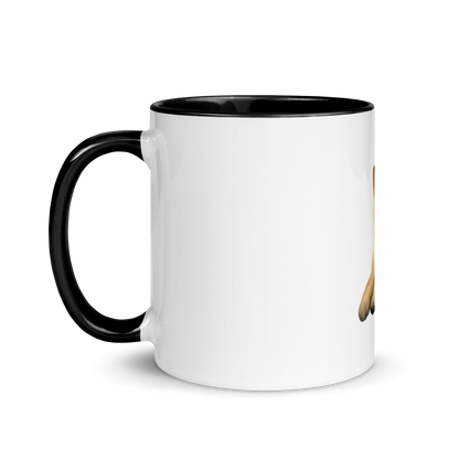 white and black Custom Pet Coffee Mug for a dog named Cooper that loves couches