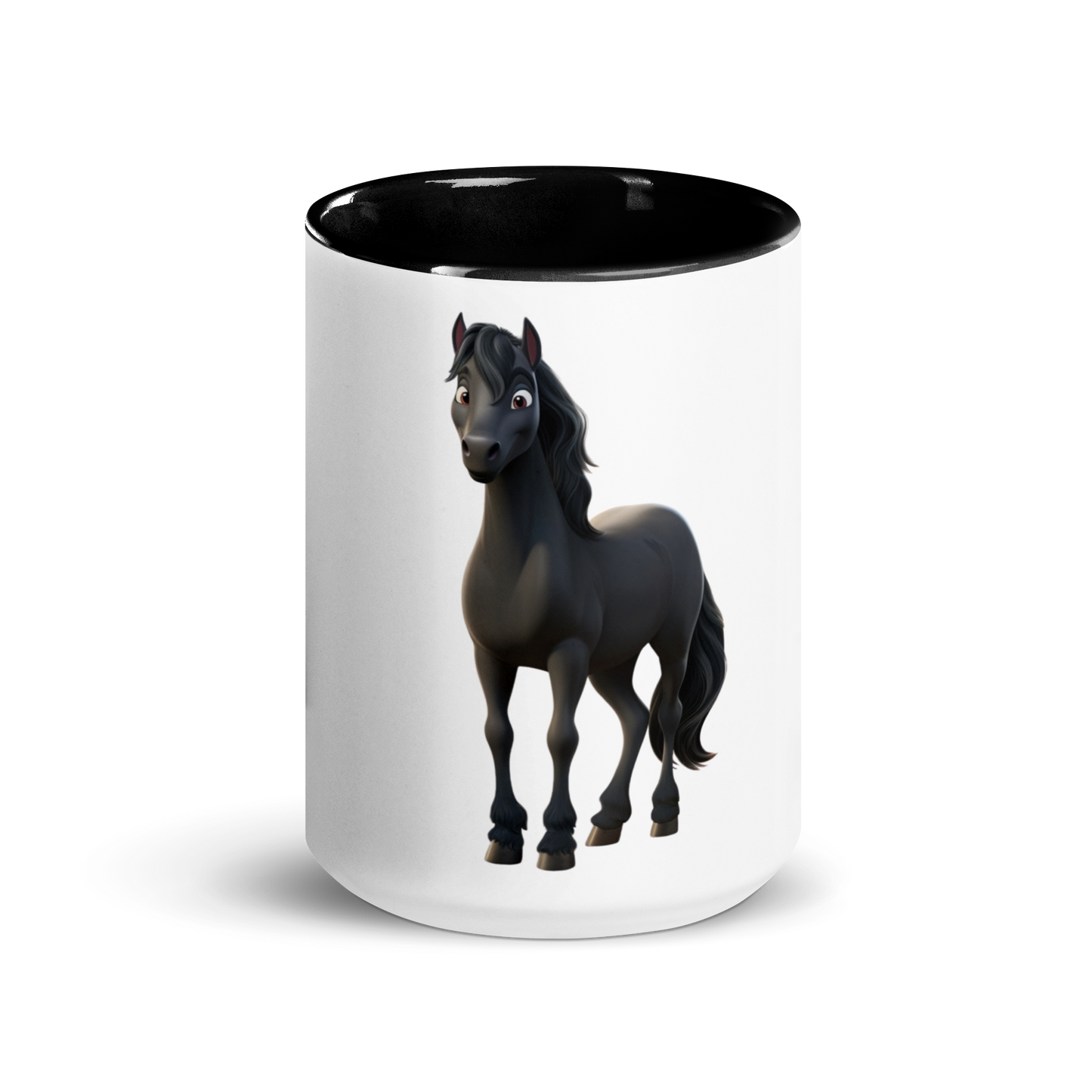 white and black Custom Pet Coffee Mug for a horse named Bella